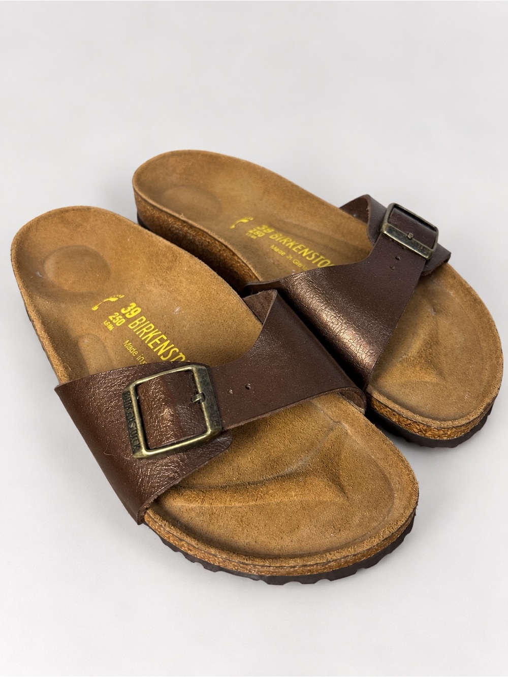 Birkenstock Madrid Brown Sandals EU 39 Women’s 8-8.5 Single Strap EUC